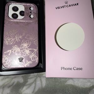 Velvet Caviar Pink Floral Phone Case with Gold Foil Accents